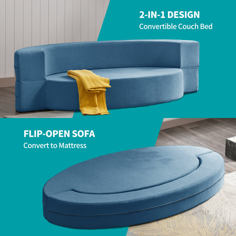 Ebern Designs Roselynn 76.38'' Upholstered Cushion Back Futon And